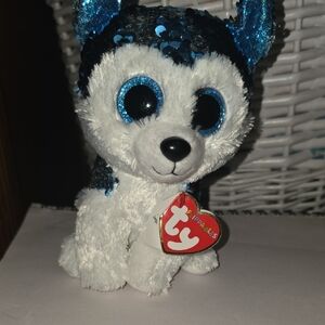 Ty Sparkly Blue and White Husky Plush